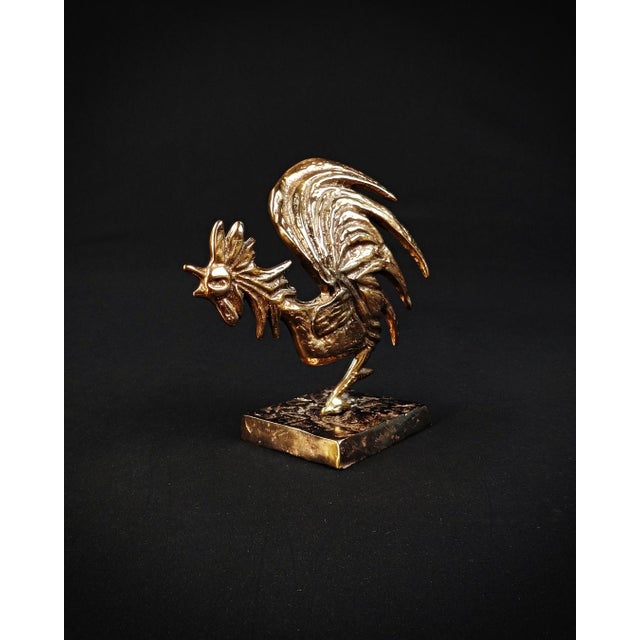 Gold Cocorico Rooster Sculpture in Bronze by Yves Lohé, 1990s For Sale - Image 8 of 12