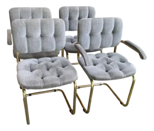 Vintage Italian Dining Chairs in Brass, 1970s, Set of 4