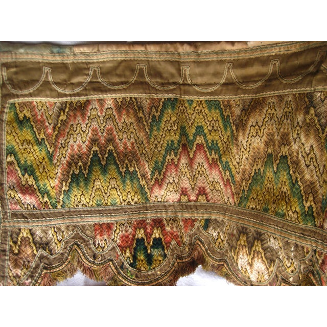 Pair of Flame Stitch Bargello Embroidery Valence 18 Century For Sale - Image 4 of 14