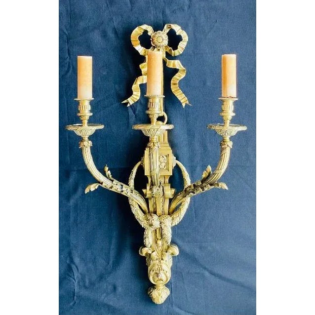 French Bronze Three Light Electrified Wall Sconce For Sale - Image 11 of 11