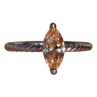 The Navella: 14K Rose Gold Engagement Ring set with Marquise Cubic Zirconia For Sale