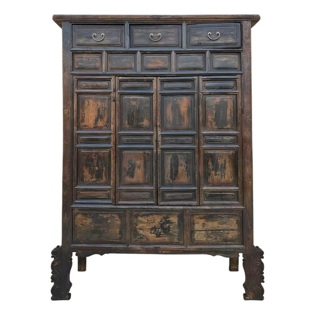 88 Inch Tall Original 16th Century Antique Chinese Cabinet For Sale