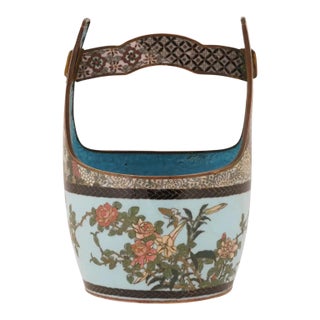 Japanese Polychrome Cloisonne Enamel Bucket W Handle For Sale