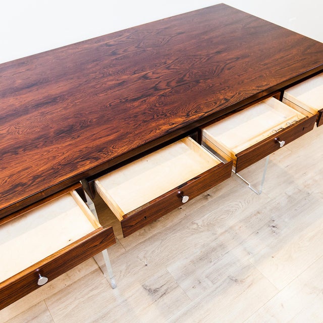 1960s Danish Modern Rosewood & Lucite Executive Desk Attributed to Poul Norreklit for Sigurd Hansen For Sale - Image 11 of 18
