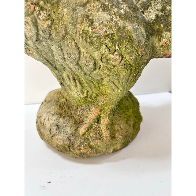 Ceramic Vintage Moss-Covered Terracotta Rooster Garden Sculpture For Sale - Image 7 of 10