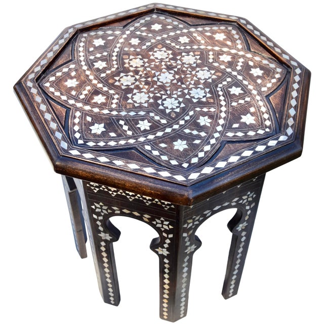 Handcrafted Moorish-Patterned Mother-Of-Pearl Accent Table For Sale In New York - Image 6 of 8