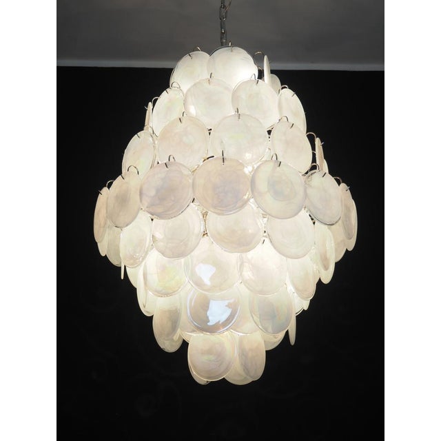 Large Vintage Italian Murano Chandelier with 87 White Alabaster Disks, 1990s For Sale - Image 16 of 18