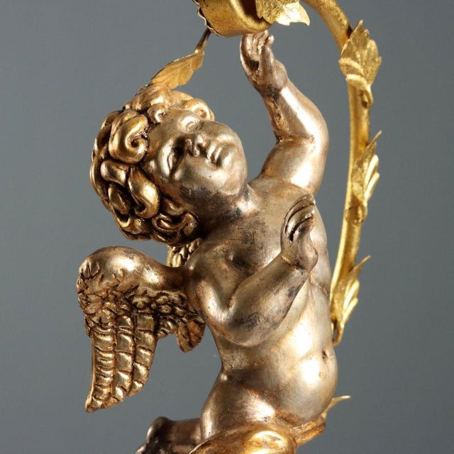 Carved and Gilded Wooden Candelabra, Set of 2 For Sale - Image 4 of 12