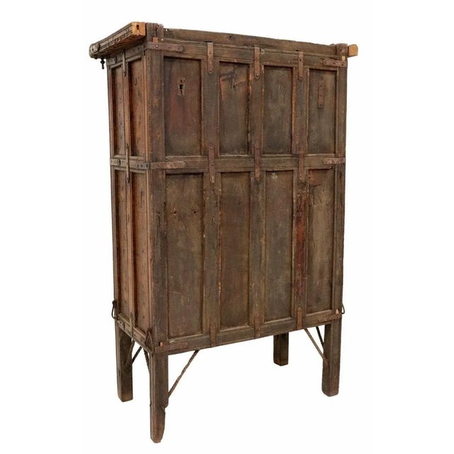 19th Century India Carved Folk Art Kitchen Cupboard For Sale - Image 4 of 6