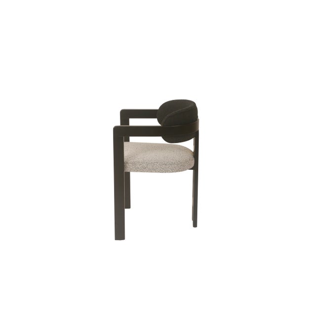 Conan Wood Dining Armchair Chair in Black and White For Sale - Image 4 of 12