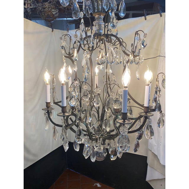 Metal Large - Louis XV Lead Crystal Chandelier. Est. 1764 to 1860, Heavy Baccarat Lead Crystal For Sale - Image 7 of 9