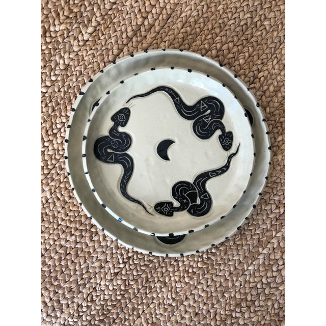 Contemporary Burnt Thistle Ceramics Snake Salad Plates- Set of 6 For Sale - Image 4 of 12