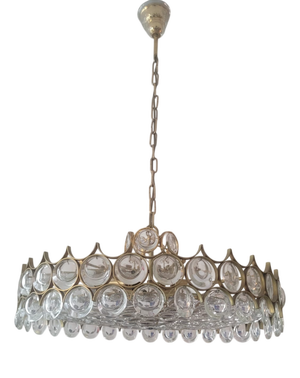 Vintage German K2200 Pendant Light in Brass and Crystal from Palwa, 1960s