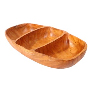 Mid Century Organic Modern Carved Wood Serving Bowl C 1950/70's For Sale