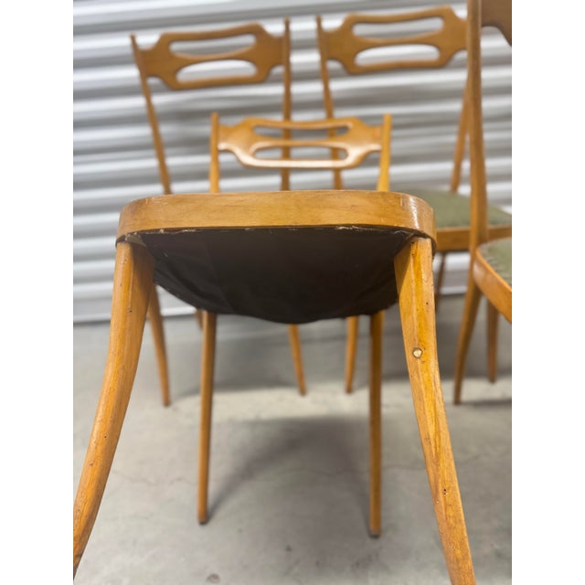 1950s Italian Dining Chairs With Sculptural Backs in the Style of Pirelli Sapsa - Set of 5 For Sale - Image 15 of 15