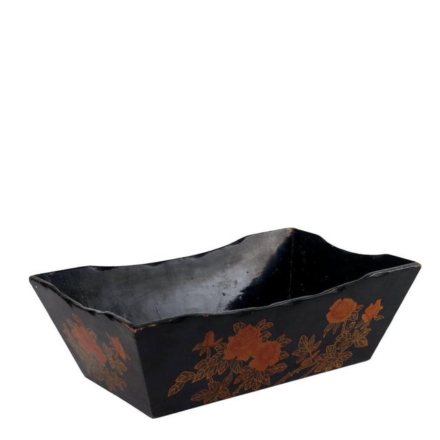 Brown Black Lacquered Wood Basket For Sale - Image 8 of 8