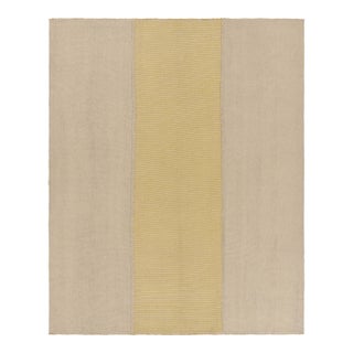 Rug & Kilim’s Contemporary Kilim With Textural Beige and Yellow Stripes For Sale