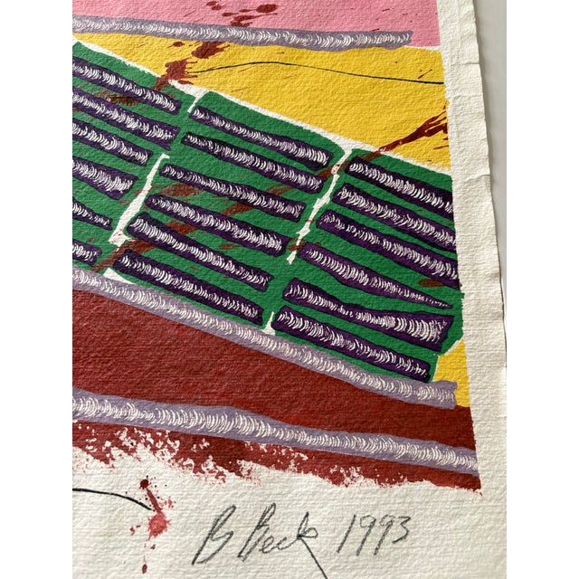 Contemporary Barbara Beck 1993 Abstract Painting on Paper - Signed/Dated For Sale - Image 3 of 5
