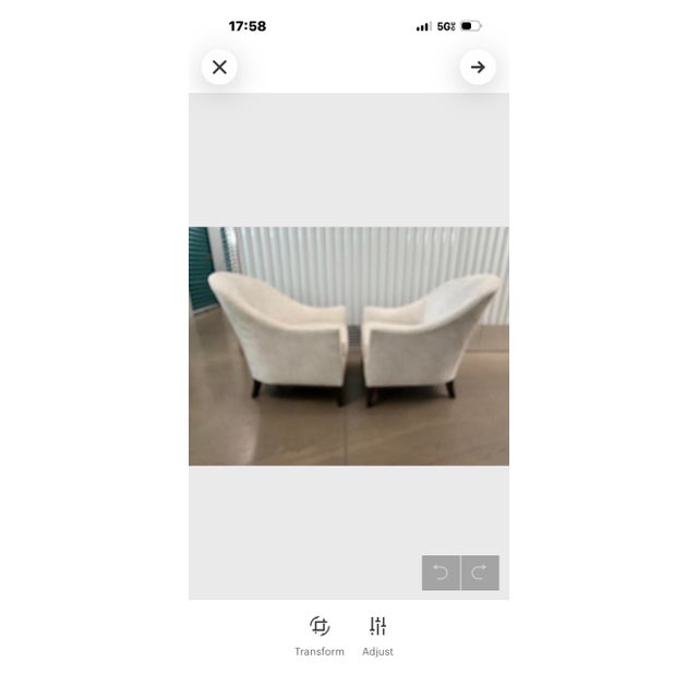 Pair Ethan Allen White Ultrasuede Grace Barrel Chairs For Sale In Miami - Image 6 of 7