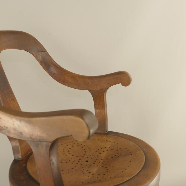 Early 20th Century Walnut Swivel Barber Chair, Austria For Sale - Image 4 of 13