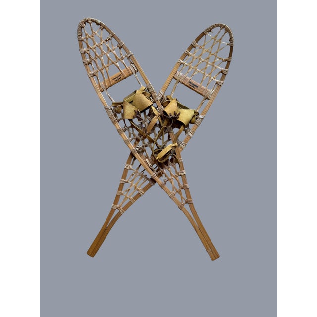 Mid 20th Century Vermont Tubbs Rawhide Leather Snowshoes Wall Decor For Sale - Image 6 of 10