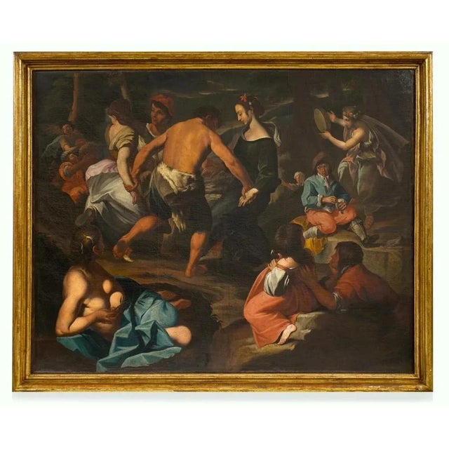 After Francesco Guarini, Country Scene with Musicians, 1680, Oil on Canvas, Framed For Sale - Image 11 of 13