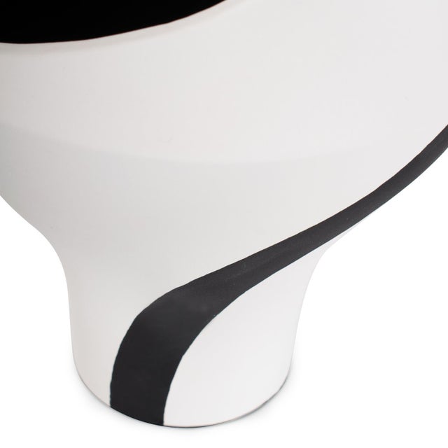 Ceramic Rapsie Black and White Vase- Short For Sale - Image 7 of 11
