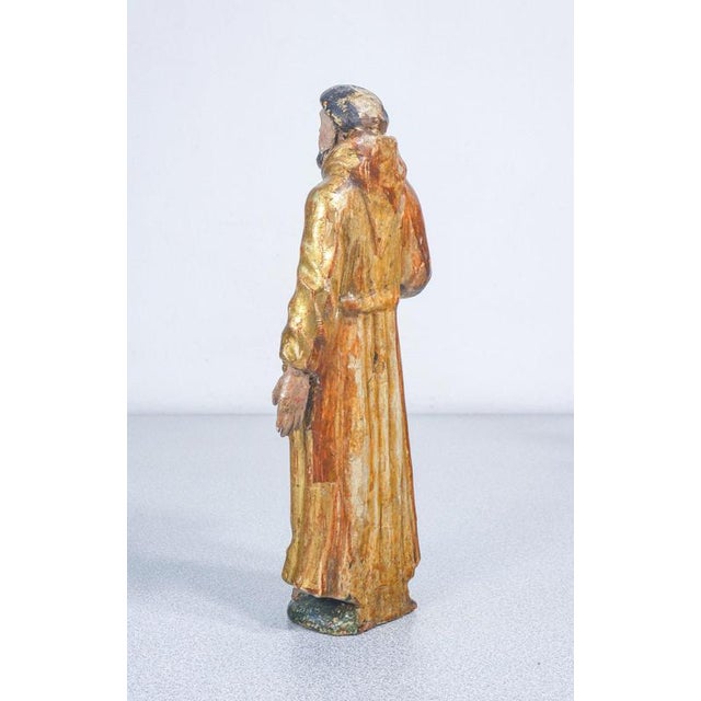 Italian Artist, Sculptures of Religious Saints. 1700, Wood and Gold For Sale - Image 12 of 18