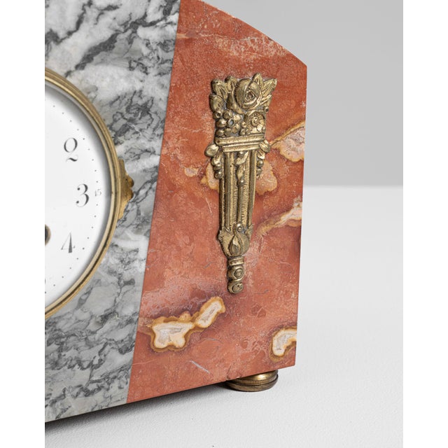 1920s France Art Deco Antique White Marble Clock For Sale - Image 10 of 15