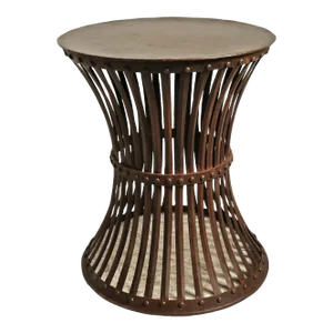 Vintage Industrial Farmhouse Iron Rivet Band Side Table