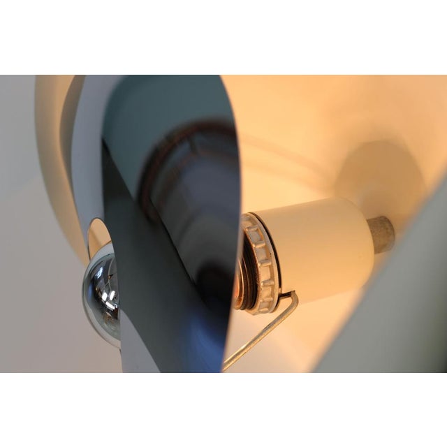 Italian Space Age Hanging Lamp Amp with White Painted Metal & Chrome Shields, 1970s For Sale - Image 16 of 18