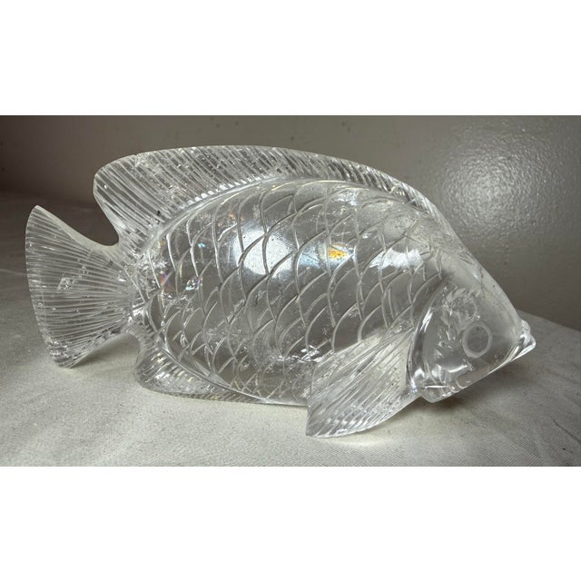 Antique Hand Carved Chinese Fish Figural Rock Crystal Stone Sculpture Statue For Sale - Image 11 of 13