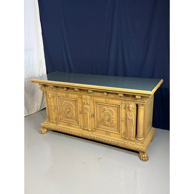 Antique Renaissance Revival Carved Oak Credenza, 1950s For Sale - Image 15 of 18