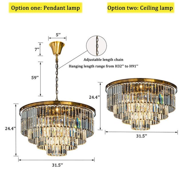 The tiered crystal flush mount is an elegant ceiling light with a contemporary look that will add mid-century modern decor...