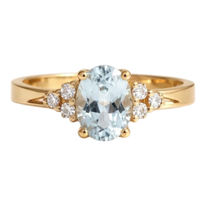 Natural Aquamarine Engagement Ring, Wedding Anniversary Ring for Her, March Birthstone Ring Us 7