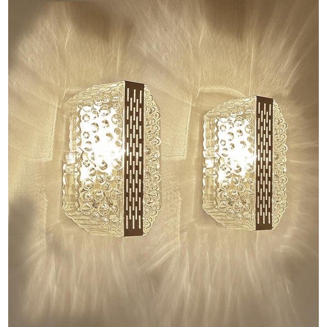 1970s Vintage Bubble Glass and Chrome Sconces, 1970s, Set of 2 For Sale - Image 5 of 15
