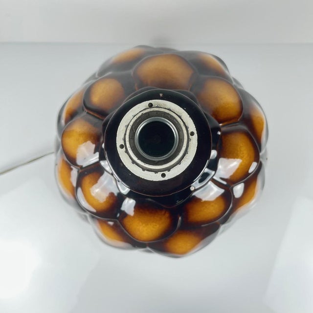 Mid-Century Modern Large Ceramic Table Lamp in Scale Pattern, 1970 For Sale - Image 3 of 11
