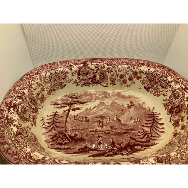 Early 1800’s WR&C Tyrolean red England Ridgways serving bowl. A rare piece made in England. Often referred to as Willow ware.