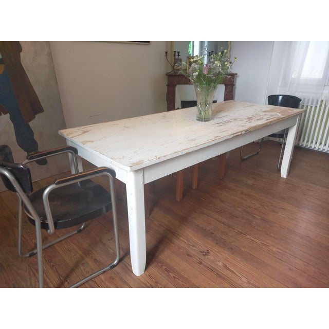 Wood Antique White Dining Table For Sale - Image 7 of 8