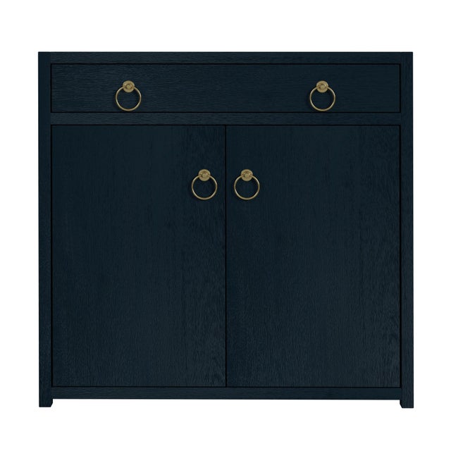 Spritely Home Accent Furniture Lark 31 in. W Rectangular Wood Accent Storage Cabinet with 1 Drawer and 2 Doors, Navy Blue For Sale - Image 4 of 8