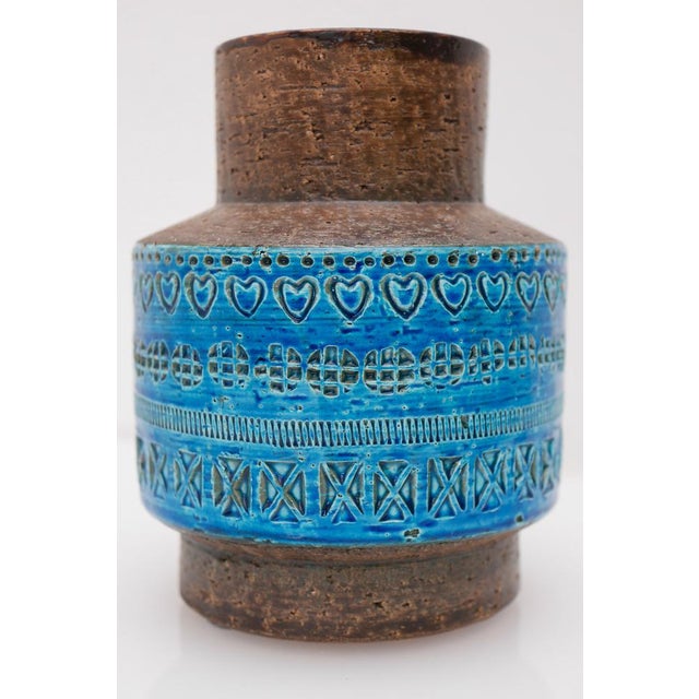 Vintage Rimini Blue Ceramic Vase by Aldo Londi for Bitossi, Italy, 1960s For Sale - Image 12 of 14