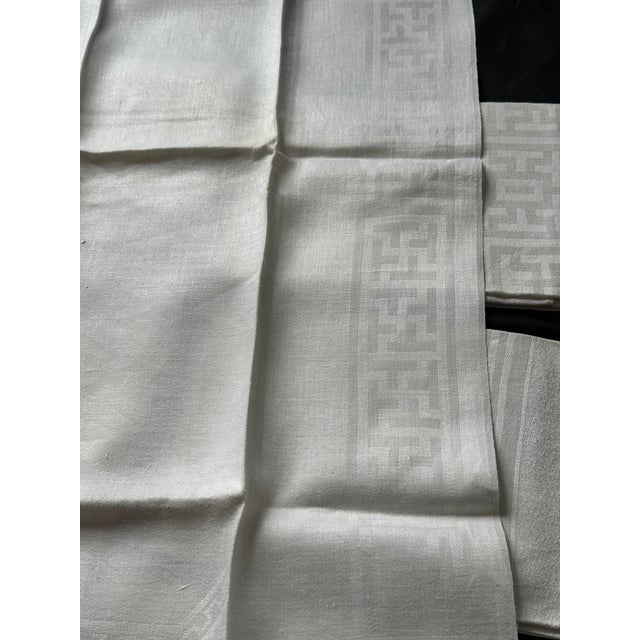Antique French Linen Monogram Towel Set of 7 For Sale - Image 10 of 12