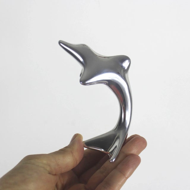 1960s Mid Century Modern Hoselton Canada Aluminum Dolphin Sculpture Modernist For Sale - Image 5 of 8