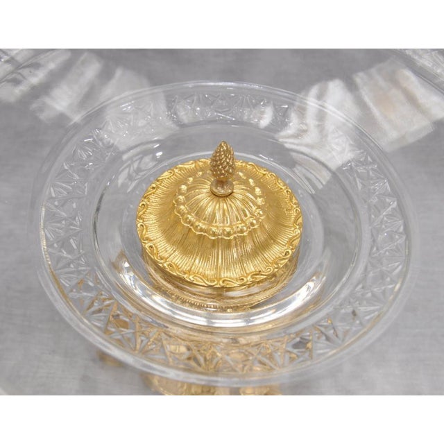 Glass French Empire Ormolu Cut Glass Bowl For Sale - Image 7 of 8
