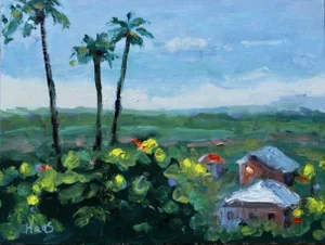 Maui Palms, Expressionist Oil Painting Landscape
