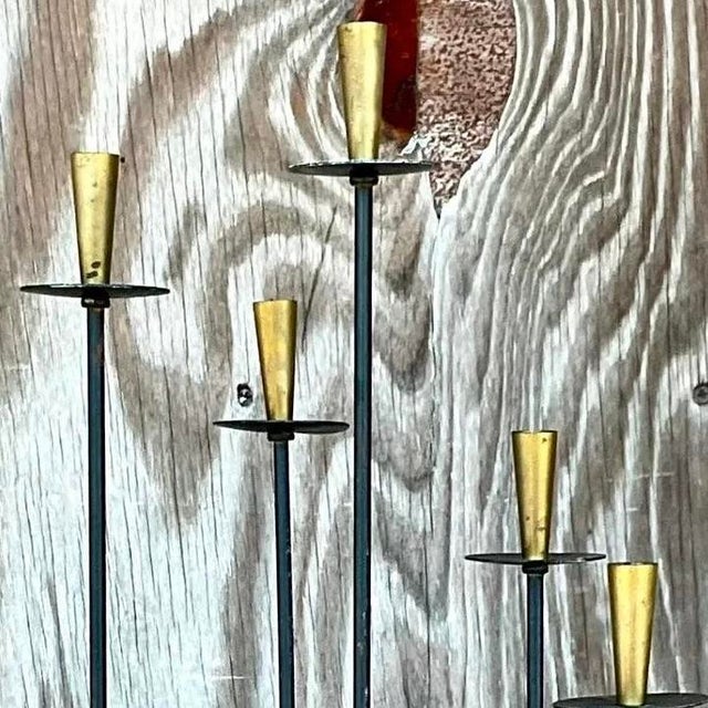 Vintage MCM Wood and Metal Candelabra For Sale - Image 10 of 13