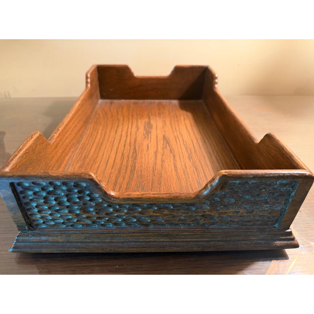1970s Vintage Romweber Viking Oak Desk Tray For Sale - Image 5 of 6