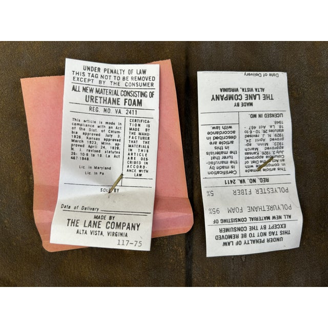 Timeless vintage set of 6 Lane Furniture dining chairs in warm Walnut/Oak finish with woven cane backs for breathable,...