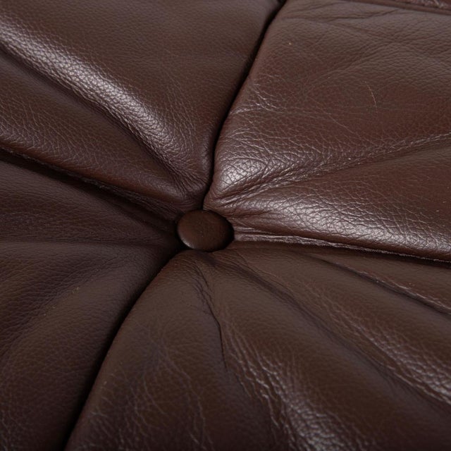 Animal Skin Togo Ottoman in Brown Leather by Michel Ducaroy for Ligne Roset For Sale - Image 7 of 15