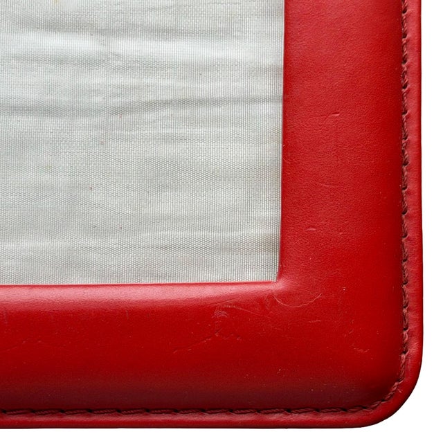 1970s Vintage Spanish Red Leather Rectangular Table Picture Frame With Easel Back For Sale - Image 5 of 6